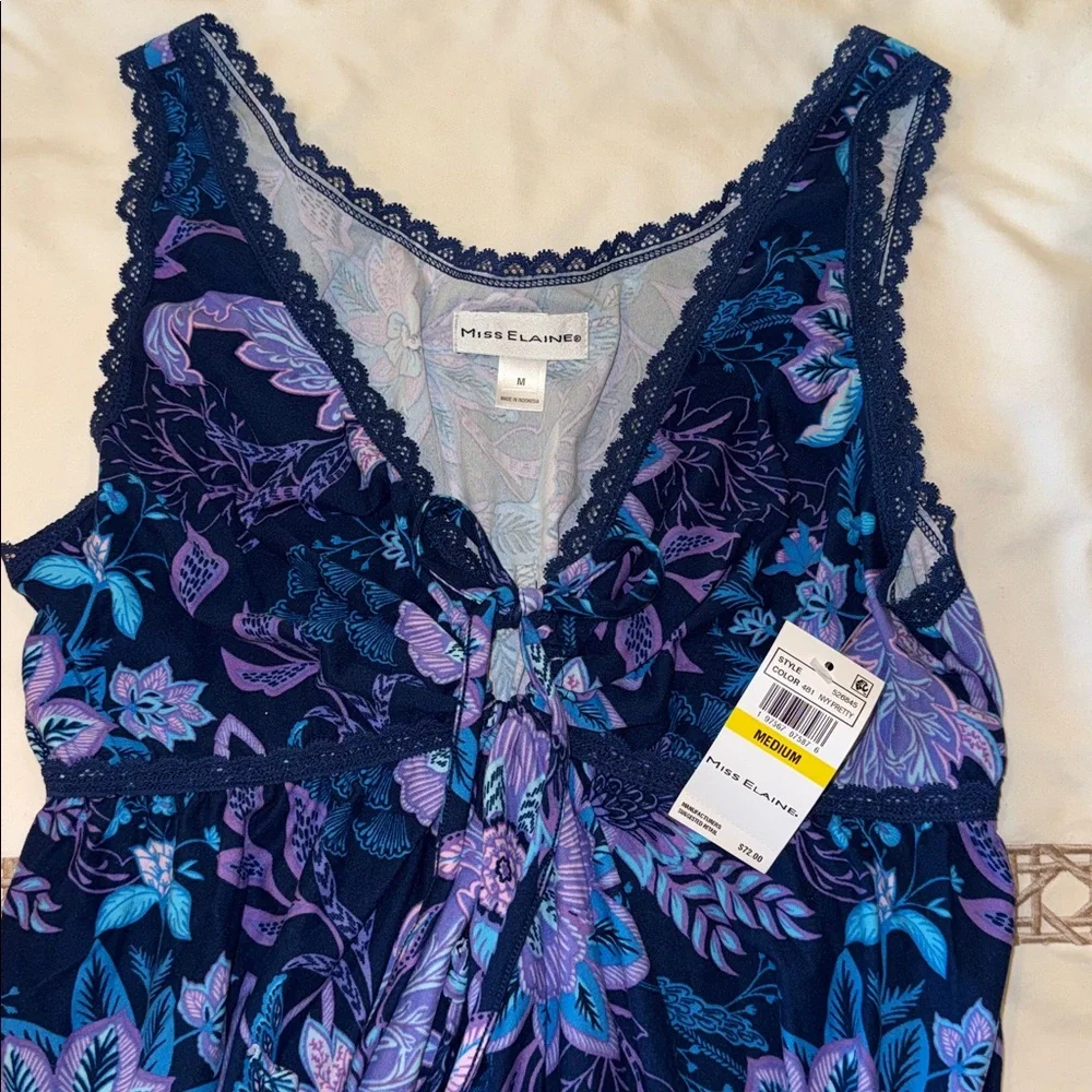 NWT Miss Elaine Sleeveless Printed Long Nightie - Picture 4 of 8